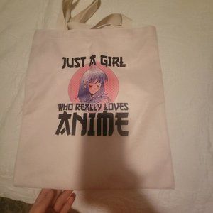"Just a girl who really loves anime" handbag